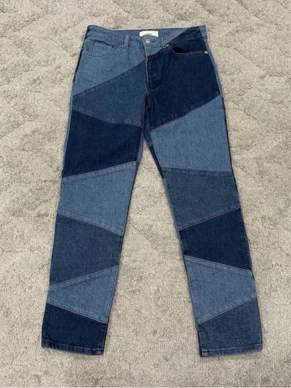 Ba&sh Diva High Rise Patchwork Cropped Jeans Small S